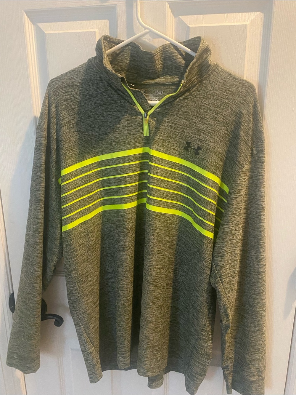 Under Armour Gray Quarter-Zip Performance Pullover with Neon Yellow Stripes
